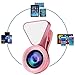 Phone Camera Lenses, GoerTek 3 Adjustable Brightness Fill Light, 120 Degree Wide Angle, 15X Macro Lens, Clip-on Cell Phone/Pad Camera lens Kit for IOS/Android Smartphones and Tablets (Rose Gold)