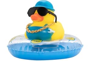 wonuu Car Rubber Duck Car Duck Decoration Dashboard Car Ornament for Car Dashboard Decoration Accessories with Mini Swim Ring Necklace and Sunglasses (A_Worker Duck)