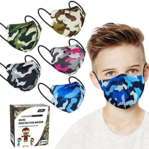 XDX KN95 Face Masks for Kids, 25PCS Individually Wrapped Camo