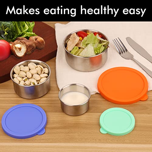 Stainless Steel Snack Containers with Lids, 3 Pack Snack and Lunch