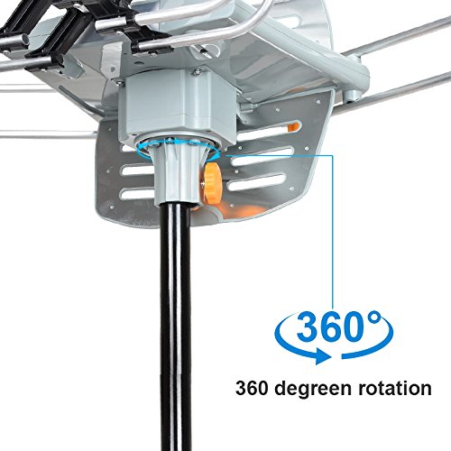 360° UV Dual-band Outdoor Antenna Satellite Television Antennas Set Outdoor Amplified HDTV Digital TV Antenna 150 Miles Range Support UHF/VHF Signal With Remote Control & US Plug & Cable 33 ft