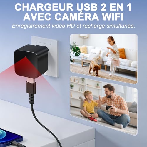 YCCNIU 5G WiFi Spy Camera, Hidden Camera in USB Charger, 1080P WiFi Mini Spy Camera with Motion Detection and Loop Recording for Remote Viewing - European Standards