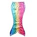 Owone Box Girls 3pcs Swimmable Mermaid Tail Costume Swimwear Princess Bikini Swimsuit?, Rainbow, 4-5 Years