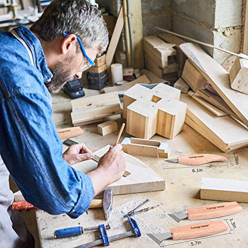 Longruner Wood Carving Tools, 7-in-1 Geometric Woodcarving Knives Set for Wood Working, Spoon Carving LP36