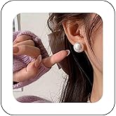 Iaceble Boho Pearl Stud Earrings White Round Pearl Earrings Pearl Bead Earrings 10Mm Pearl Ball Earrings Wedding Bridal Earrings Jewelry for Women