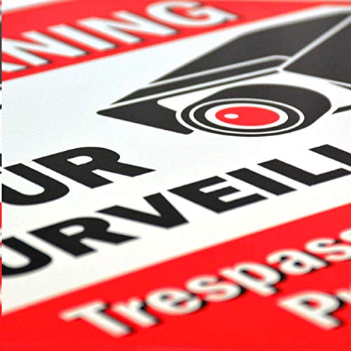 HISVISION Video Surveillance Sign 2-Pack, No Trespassing Metal Reflective Warning Sign,UV Protected & Waterproof, 12"x 12" 0.40 Aluminum Indoor Or Outdoor Use for Home Business CCTV Security Camera - Thumbnail 7