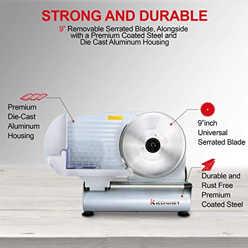 Kitchener Meat Slicer for Deli Cuts, Bread, & Cheese, Electric, 9" in