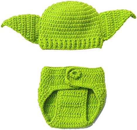MSFS Baby Crochet Knitted Photo Photography Props Handmade Baby Hat Diaper Outfit (Green)