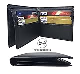 RFID Blocking Leather Wallet for Men - Excellent Travel Bifold - Credit Card Protector
