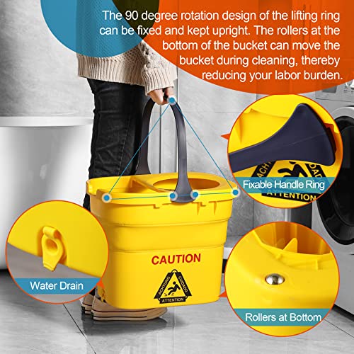 CLEANHOME Industrial Mop and Bucket with Wringer Set Heavy Duty