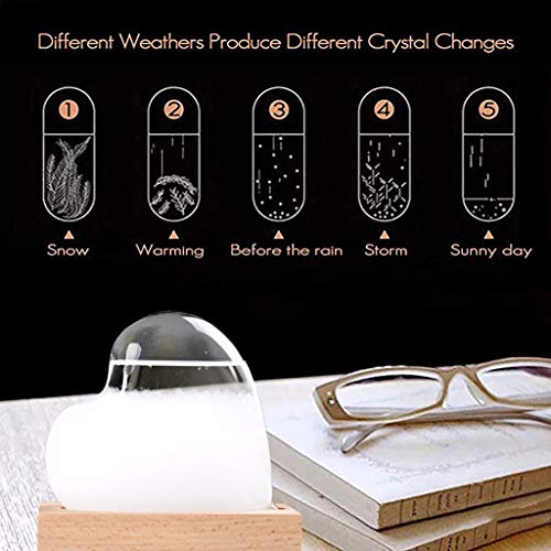 Fan-Ling Storm Glass Weather Forecaster Weather Station,Fashion Creative Office Desktop and Home Decor Heart Shape Glass Crystal Craft,Weather Project Bottle Transparent Gifts (Pink) - Thumbnail 2