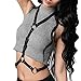 Women's Punk Waist Belt Body Chain Faux Leather Harness Adjustable with Buckles and O-Rings(LB-25)
