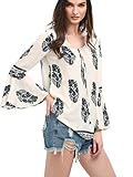 SheIn Women's print Blouse with long bell sleeve