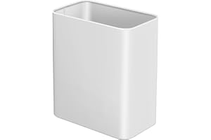 TIPGO Small Metal Trash Can, 2.1 Gallon Slim Trash Can for Bathroom, Wastebasket Garbage Bin for Bedroom, Office, Kitchen, Under Sink (White)