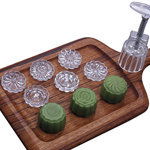 Moon Cake Mold Cookie Stamps with 6 Stamps, 50g Cookie Press Mid Autumn Festival DIY Decoration Hand Press Cutter Cake Mold