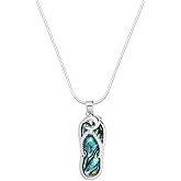 Liavy's Dolphin Flip-Flop Sandal Charm Pendant Fashionable Necklace - Abalone Paua Shell - 17" Snake Style Chain - Unique Gift and Souvenir