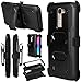 LG K8 Case, LG Escape 3 Case, LG Phoenix 2 Case, Venoro [Swivel Belt Clip] Full Body Protective Rugged Tough Shockproof Armor Hybrid Kickstand Holster Cover (Black)
