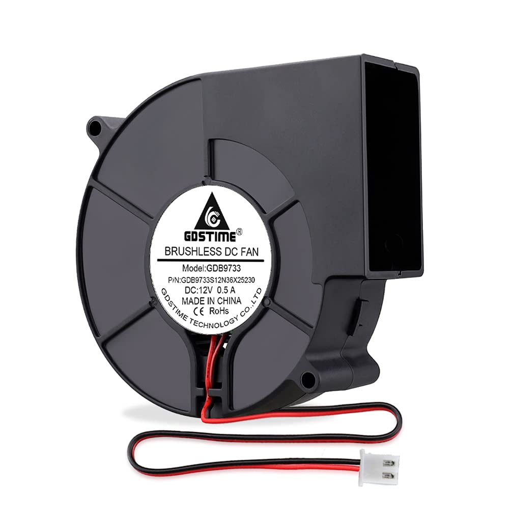 GDSTIME 97mm Blower Fan 12V Brushless 9733 Centrifugal Turbo Fan High Speed Cooling for 3D Printer Inflatables Air Ventilation BBQ DVD Player PC Case Server