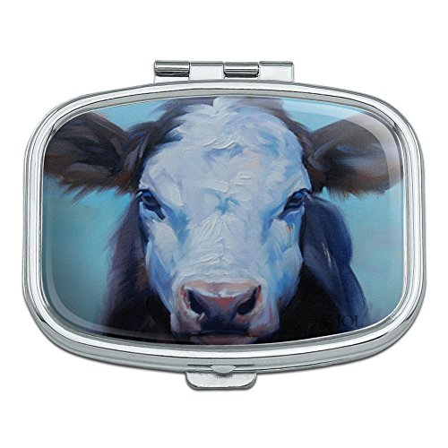 Brown and White Cow Painting Rectangle Pill Case Trinket Gift Box