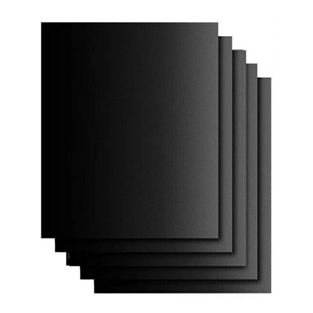 Grill Mat,BBQ Sheets Non Stick Reusable Washable Heat Resistant 260℃ for Charcoal Gas Electric Grill to Grilling Meat Veggies Seafood Eggs 5packs Black