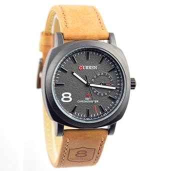 Round Dial Premium Quality Series Analogue Black Dial Brown Leather Strape Fashion Wrist Watch for Men...