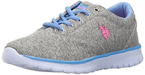 U.S. Polo Assn.(Women’s) Women’s Maxine9 Fashion Sneaker, Grey Heather Jersey/Hot Pink/Periwinkle, 8.5 M US