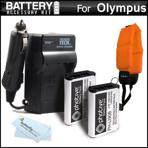 2 Pack Battery and Charger Kit Bundle for Olympus Tough TGTracker, TG