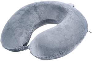 Far win Travel Pillow,100% Pure Memory Foam U Shaped Neck Pillow,Super Lightweight Portable Headrest Great for Airplane, Car,Home,Office,Sleeping Rest (Grey)