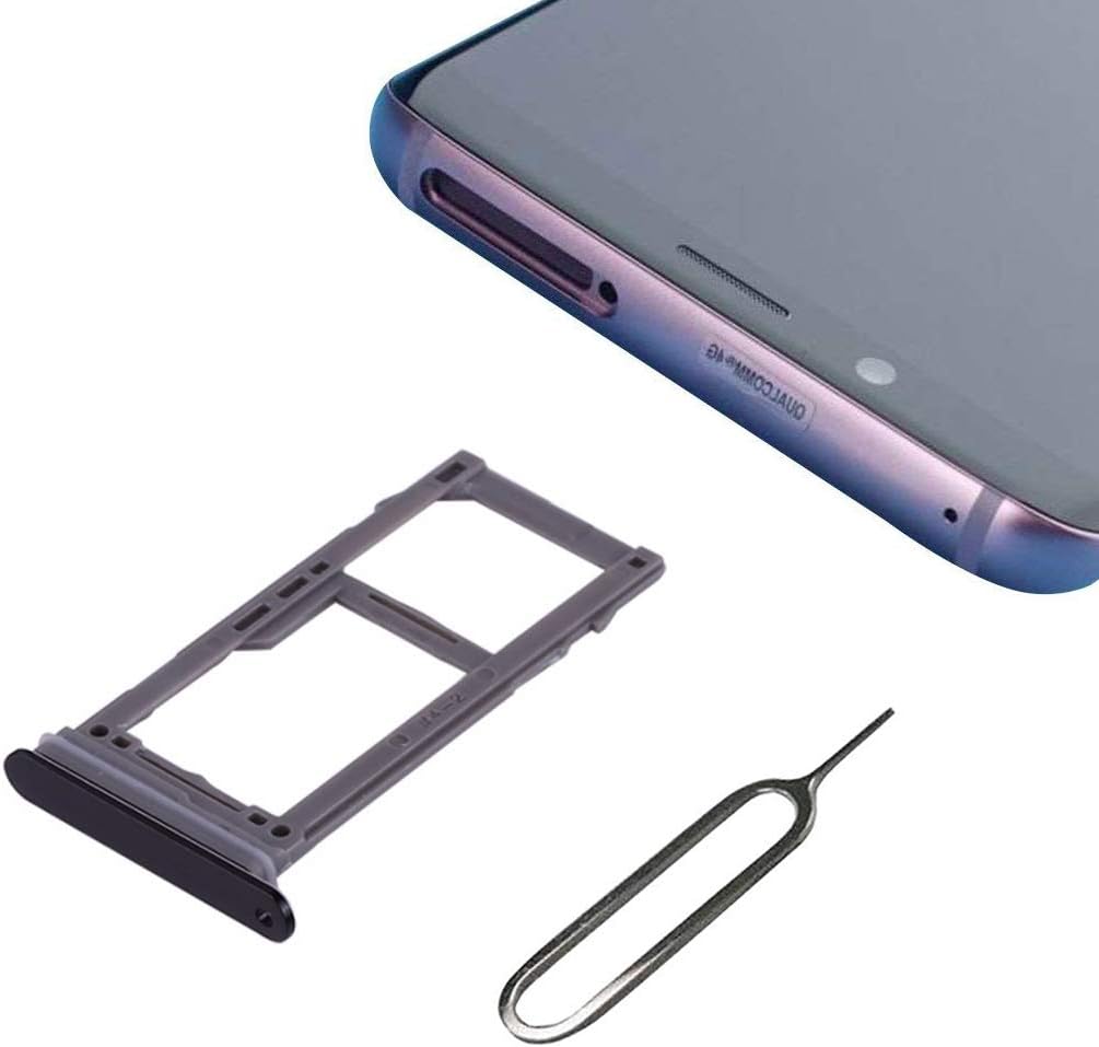Cemobile Single SIM Card Tray Micro SD Holder Slot Replacement with Waterproof Sealing Gasket Ring for Samsung Galaxy S9/S9 Plus G960 G965 + SIM Tray Open Remover Eject Pin (Midnight Black)