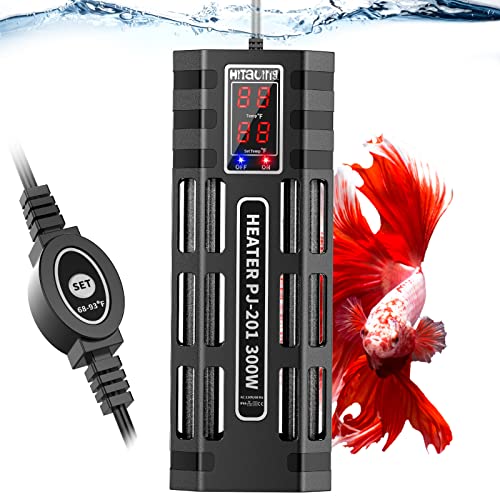 HiTauing Submersible Aquarium Heater, 200W/300W/500W Silicon Carbide