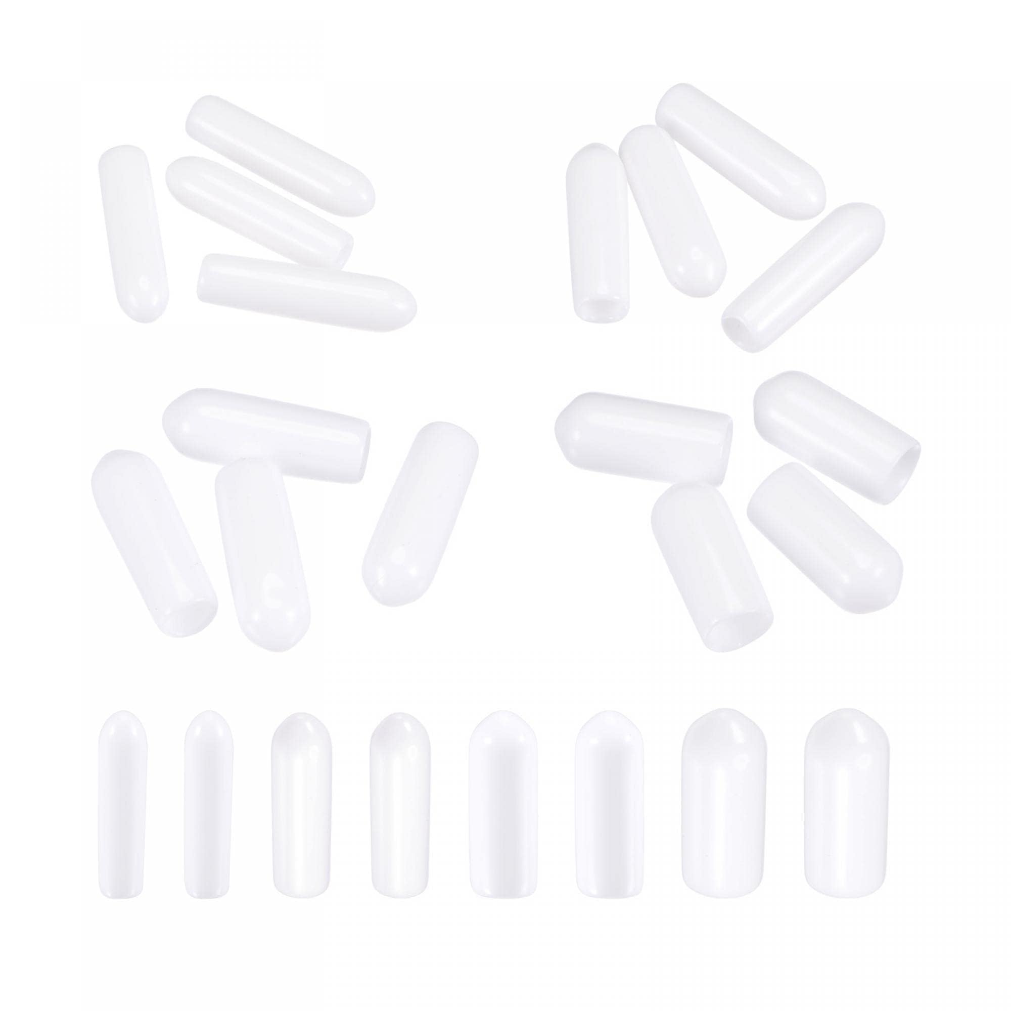 TA-VIGOR 80Pcs Rubber End Caps, 2mm / 3mm / 4mm / 6mm ID Round Flexible Screw End Caps Thread Protectors, White Vinyl Bolt Covers Rubber Covers for Screws, Tubes, Cables, Wires, etc