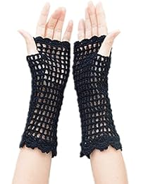 Tinacrochetstudio? Crochet Fingerless Gloves Custom Elbow Length Mitness Medium Black