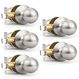 Probrico 5 Pack Round Passage Door Knobs Lock Set