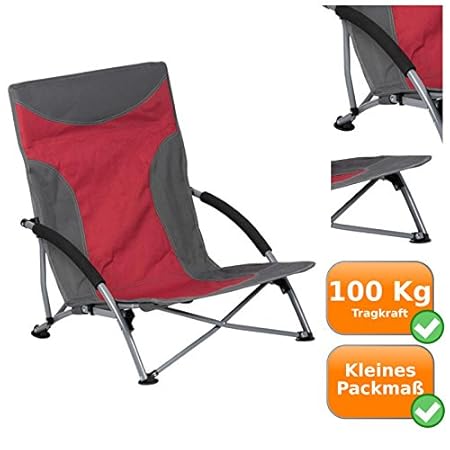 Strandstuhl | bequemer Campingstuhl | extra hohe Tragkraft bis zu 100 Kg | extra breite Standfüße - somit auch ideal für weic