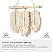 Mkono Small Macrame Wall Hanging Feather Boho Woven Leaf Tassels Decoration Cotton Ornaments with Wooden Beads Home Decor, Set of 2