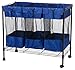 Household Essentials Laundry Sorter with Wheels, Triple Removable Mesh Bags, Sturdy Wire Frame, Smooth Glide Casters, Wide Functionality, Blue and Black