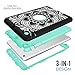 iPad mini/2/3 Case, Hocase Shockproof Hybrid Dual Layer Hard Rubber Protective Case with Cute Flower Design for Apple iPad Mini 1st/2nd/3rd gen 7.9-inch - Black/Teal