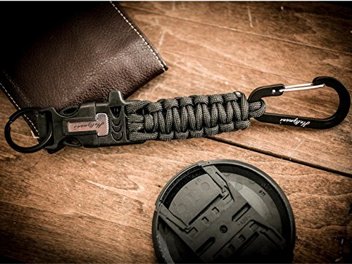 Holtzman’s #1 Best paracord keychain carabiner survival tool (Black Carabiner) - Thumbnail 2