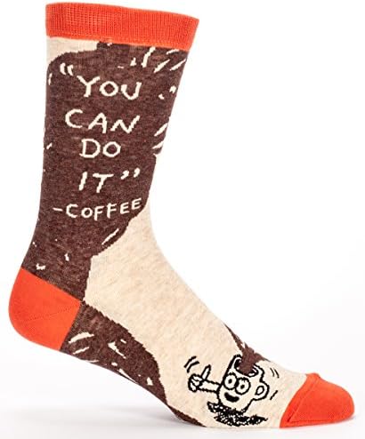 Blue Q Men's Novelty Crew Socks - You Can Do It -Coffee (Mens Size 7 - 12)