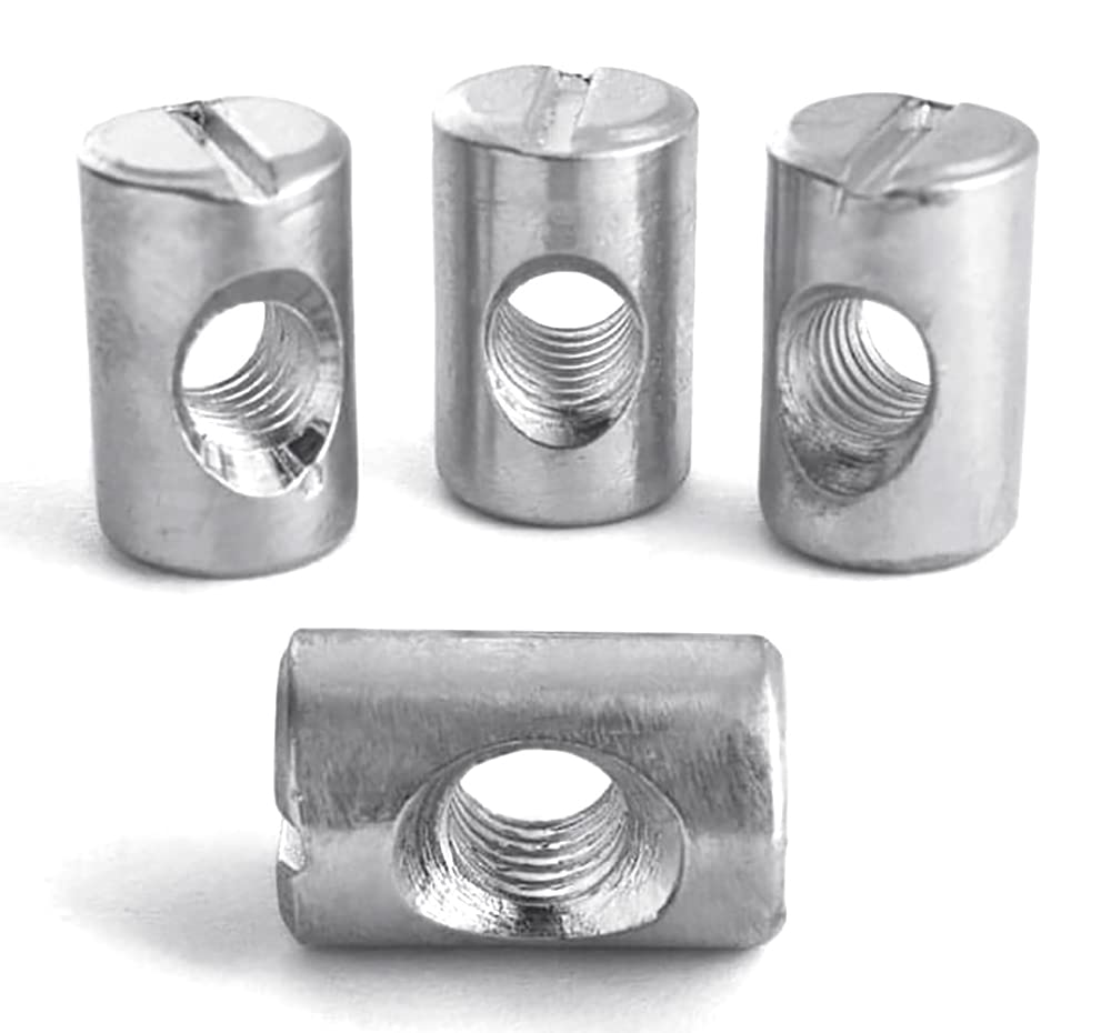 M8 (8mm x 30mm) Symmetric Furniture Barrel Nut Zinc Plated (Pack of 10) D09B