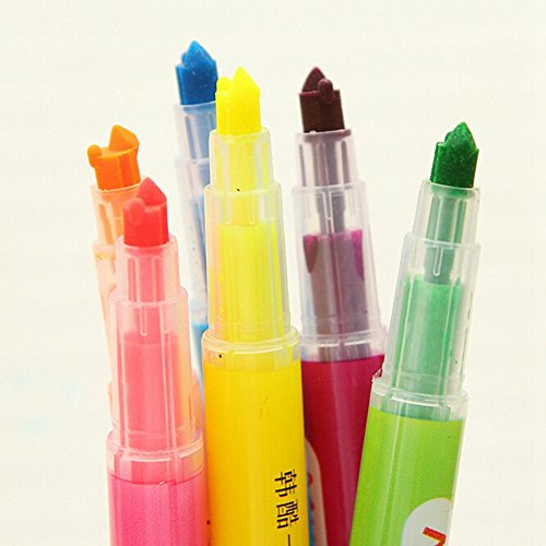 KitMax (TM) Pack of 12 Pcs Cute Cool Novelty Candy Color Multi Angle Separate Pen Tip Highlighter Pen Office School Supplies Students Children Gift (Style May Vary)