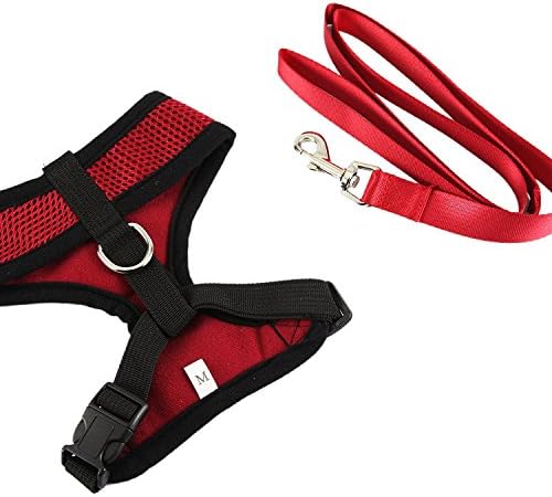 Petroad Luxurious Soft Padded Dog Vest Harness without Pull Choke Tugging for Dogs Puppies Pets,Medium,Red