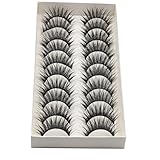 ❤JPJ(TM)❤️_Hot sale 10Pcs Women Thick Long Cross Party False Eyelashes Black Band Fake Eye Lashes (Black)