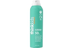 Thinksport Kids Sunscreen Spray, SPF 50 All Sheer Mineral Sunscreen, 6 Fl Oz, Water Resistant Baby & Toddler, Natural Zinc Oxide UVA/UVB Protection