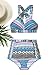 High Waisted Floral Bikini Front Cross Blue Tribal Plus Size Swimwear-KJX005-BE1