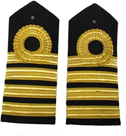 Uniform Store LondonEpaulette Captain Curved hard 1 Curl,3 Bars Gold,Navel R177