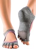 Florboom Womens Socks Half Toe Grip Non-Slip for Ballet, Yoga, Pilates, Barre Toe Socks (Cotton,Gray)