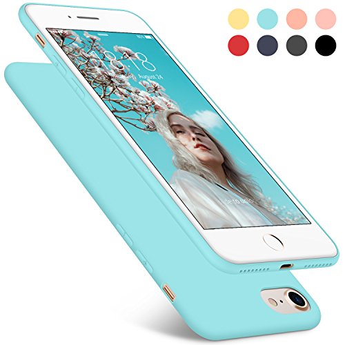 iPhone 7 Case, iPhone 8 Case, DTTO [Romance Series] Liquid Silicone Gel Rubber Anti-Scratch Shockproof 4.7 Inch iPhone Case for Apple iPhone 7 / 8 with Honeycomb Grid Pattern (Light Blue)