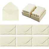 100 Pack Mini Envelopes with Blank Note Cards - Small Self-Adhesive Envelopes for Business Cards (4 x 2.7 Inches, Cream)