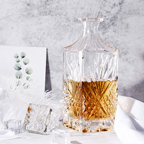 Lighten Life Whiskey Decanter- 25oz/750ml traditional Irish etched Decanter -For Whiskey, Scotch, Bourbon, Vodka, or Wine & Liquor
